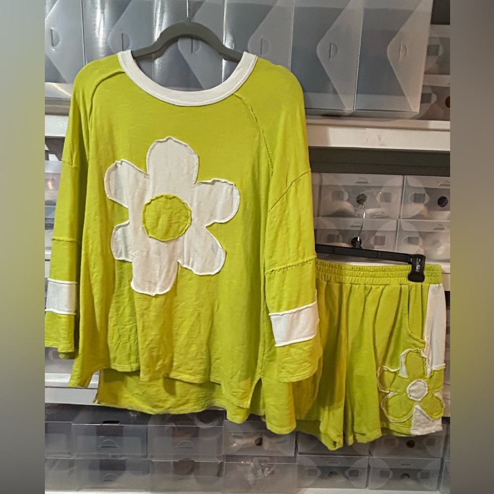 J. Her Floral Lime Green Short Set